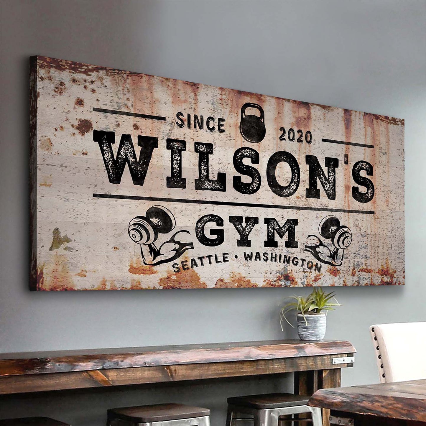 Gym Sign VI Personalized Motivational Canvas Wall Art