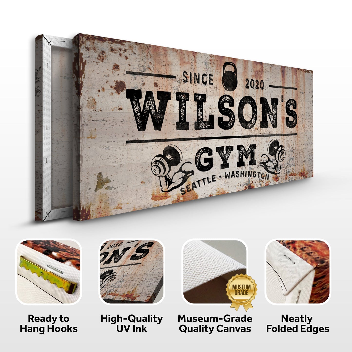 Gym Sign VI Personalized Motivational Canvas Wall Art