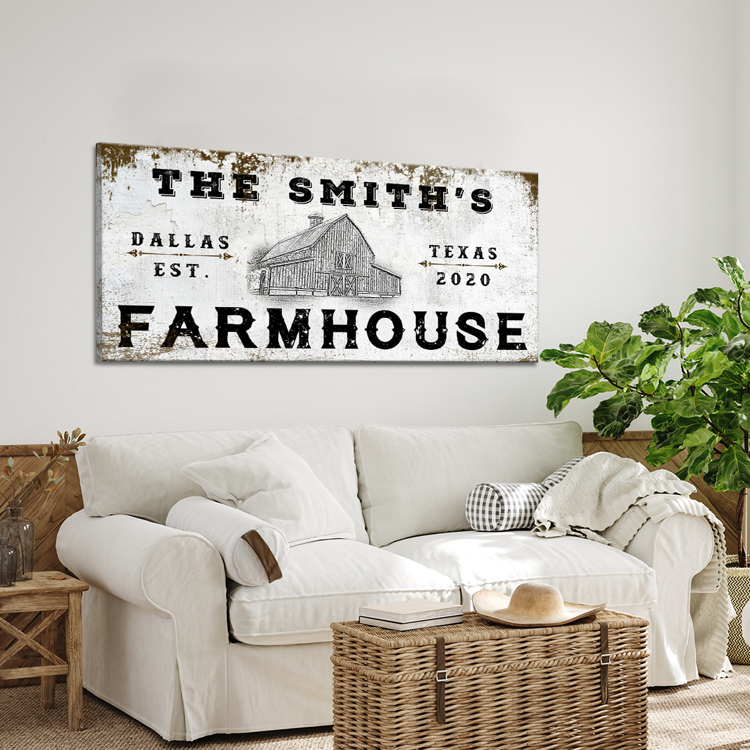 Farmhouse Sign IV Personalized Canvas Wall Art