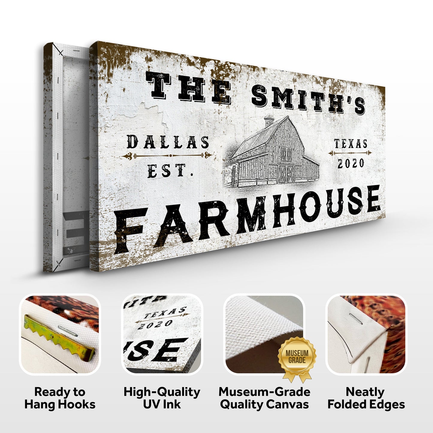 Farmhouse Sign IV Personalized Canvas Wall Art