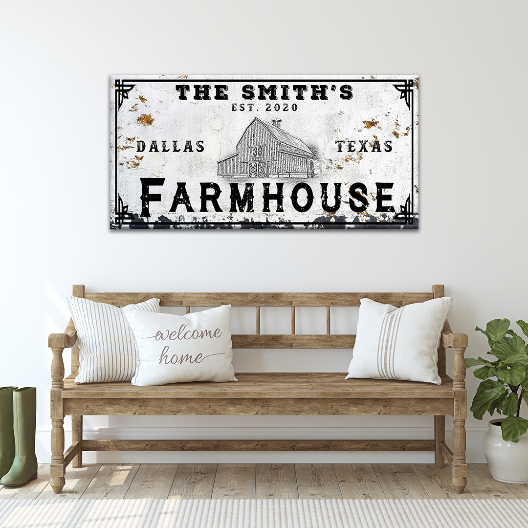 Farmhouse Sign IV Personalized Canvas Wall Art