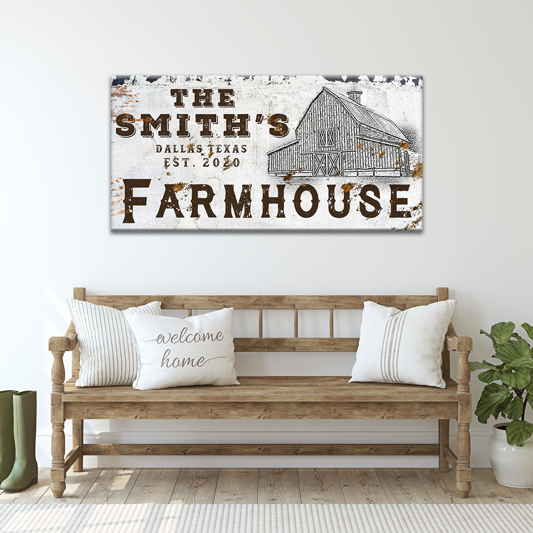 Farmhouse Sign IV Personalized Canvas Wall Art