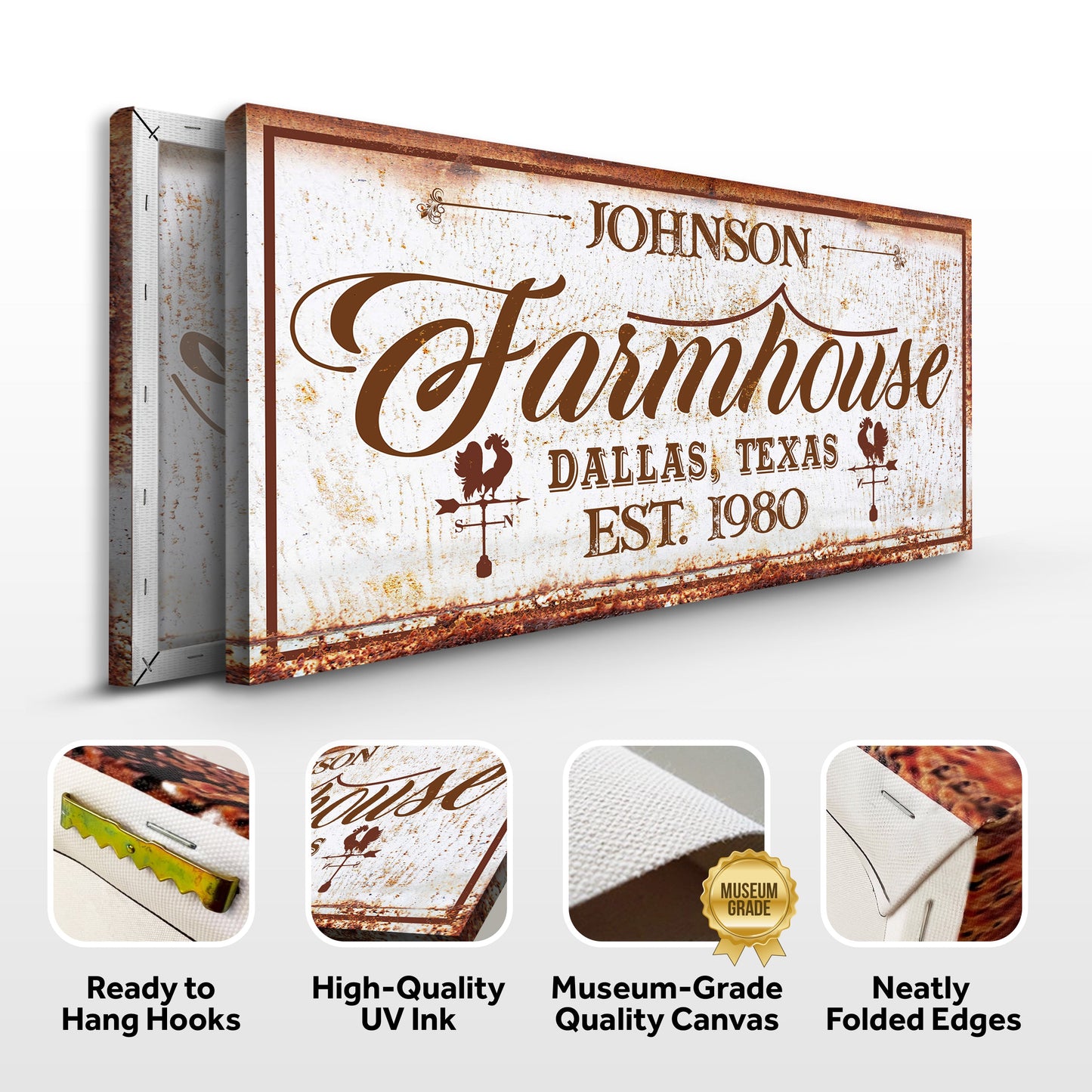 Farmhouse Sign III Personalized Canvas Wall Art