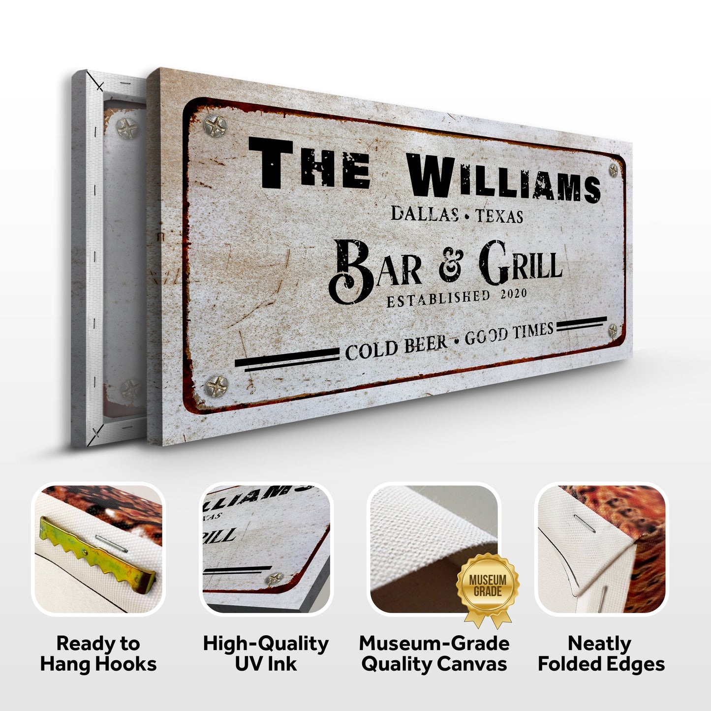 Vintage Bar and Grill Canvas Wall Decor