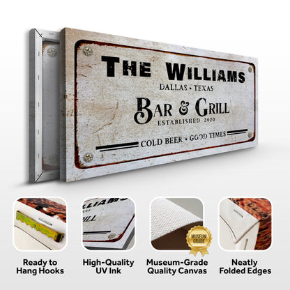 Vintage Bar and Grill Canvas Wall Decor