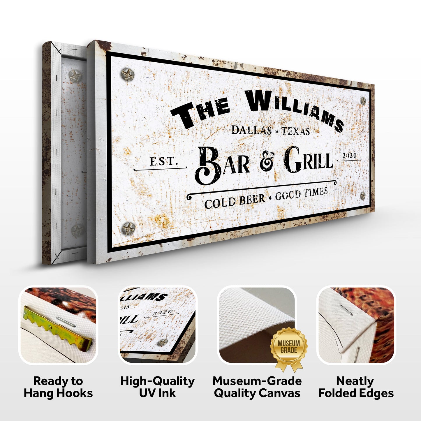 Vintage Bar and Grill Canvas Wall Art