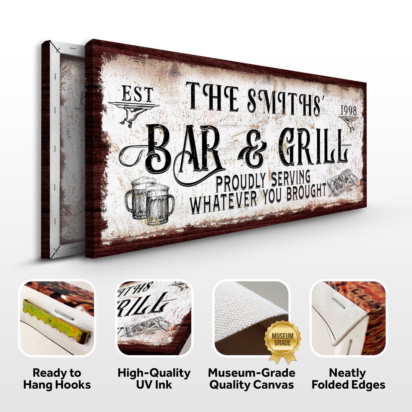 Personalized Bar and Grill Canvas Sign