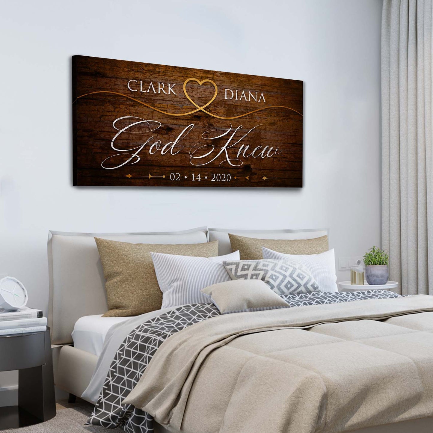 God Knew personalized faith canvas sign with warm hand-lettered scripture text