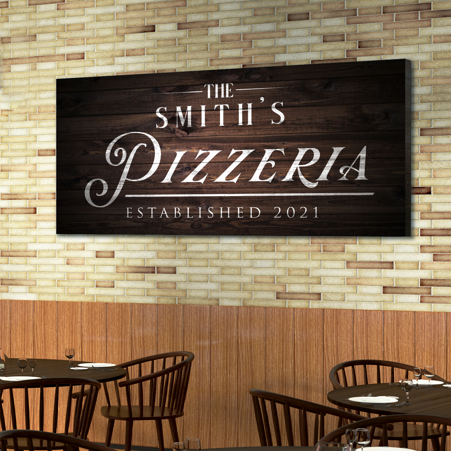Personalized Pizzeria canvas sign for restaurants and home kitchens