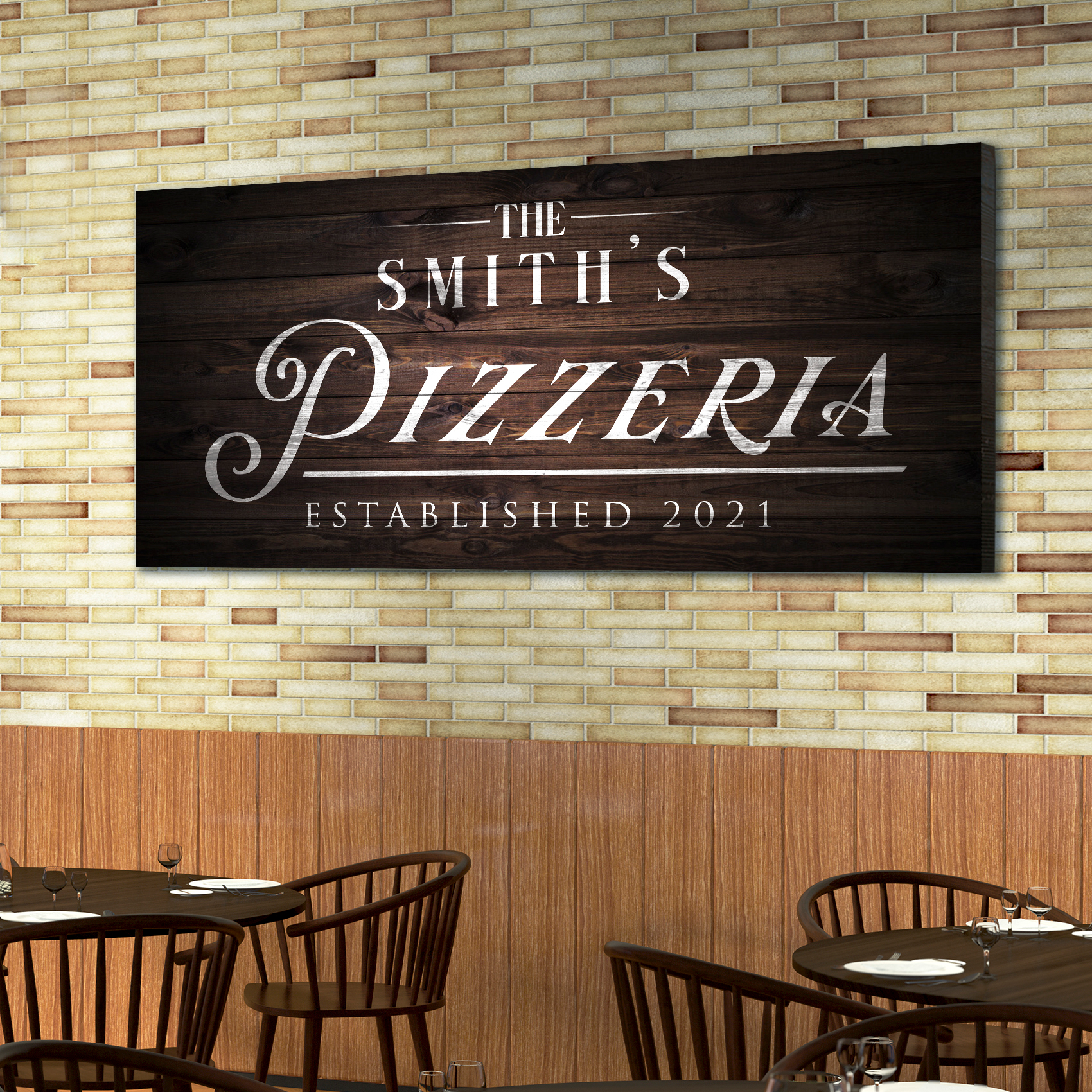 Personalized Pizzeria canvas sign for restaurants and home kitchens
