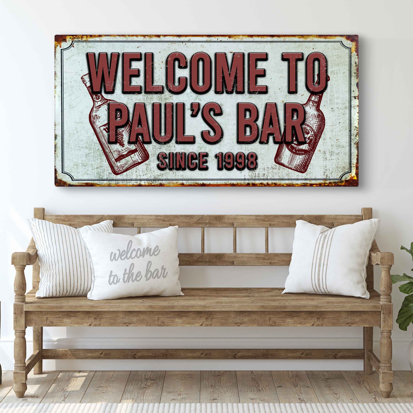 Bar Sign III Personalized Canvas Wall Art for Home Bars