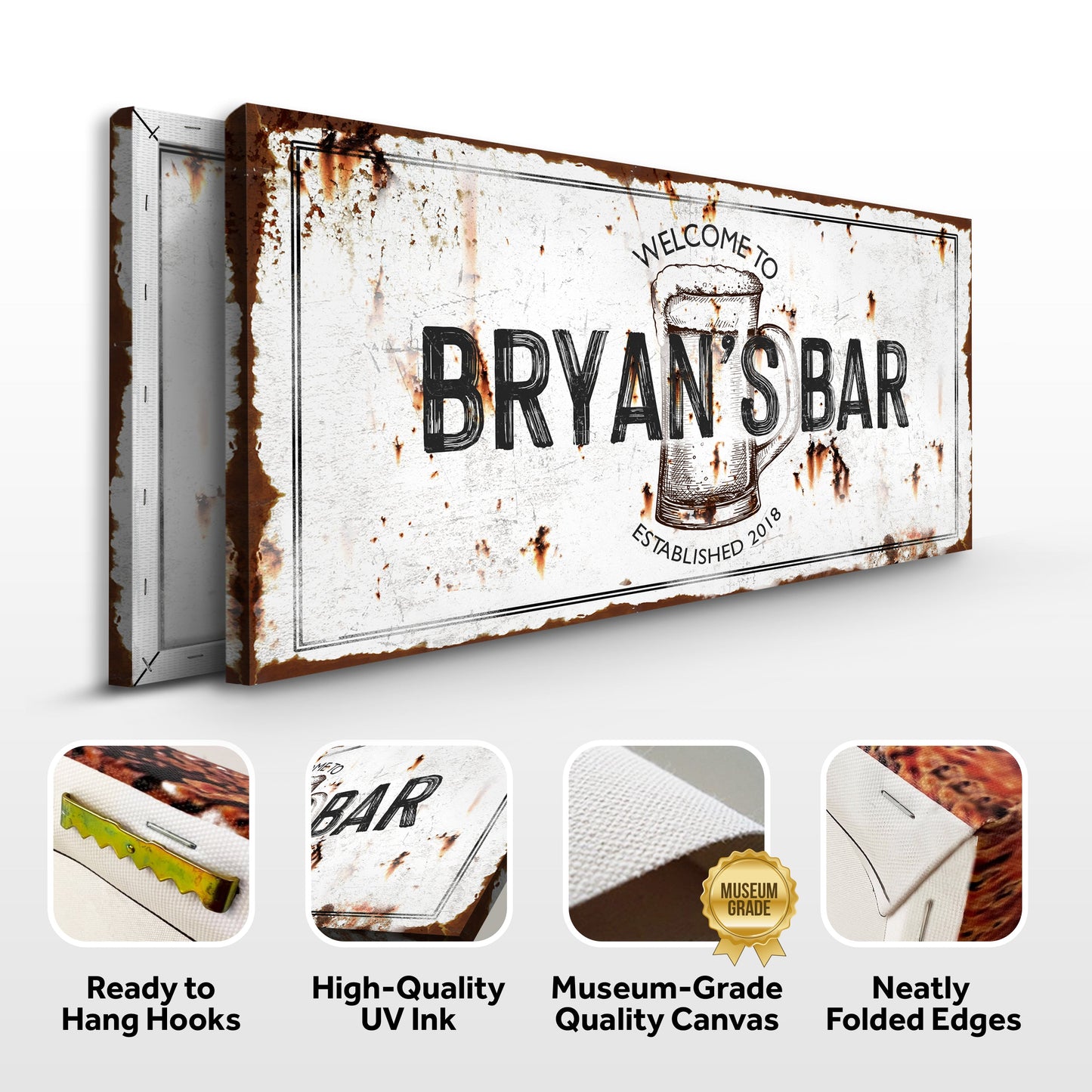 Beer Barrel Bar Canvas Wall Art Sign