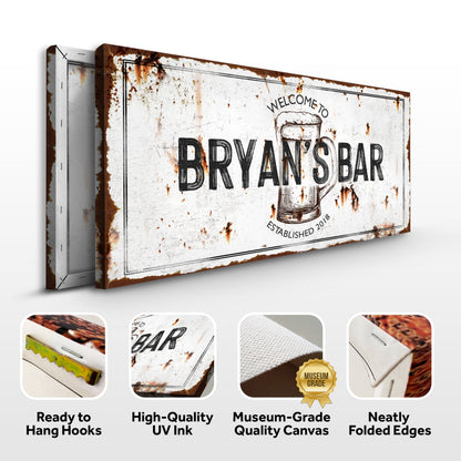 Beer Barrel Bar Canvas Wall Art Sign