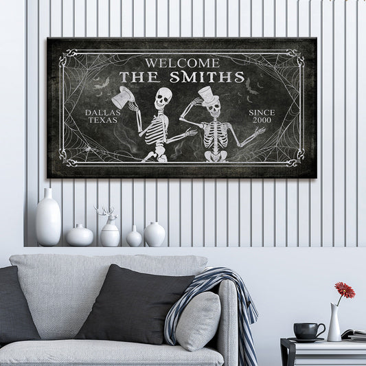 Personalized Gothic Welcome canvas sign with moody style