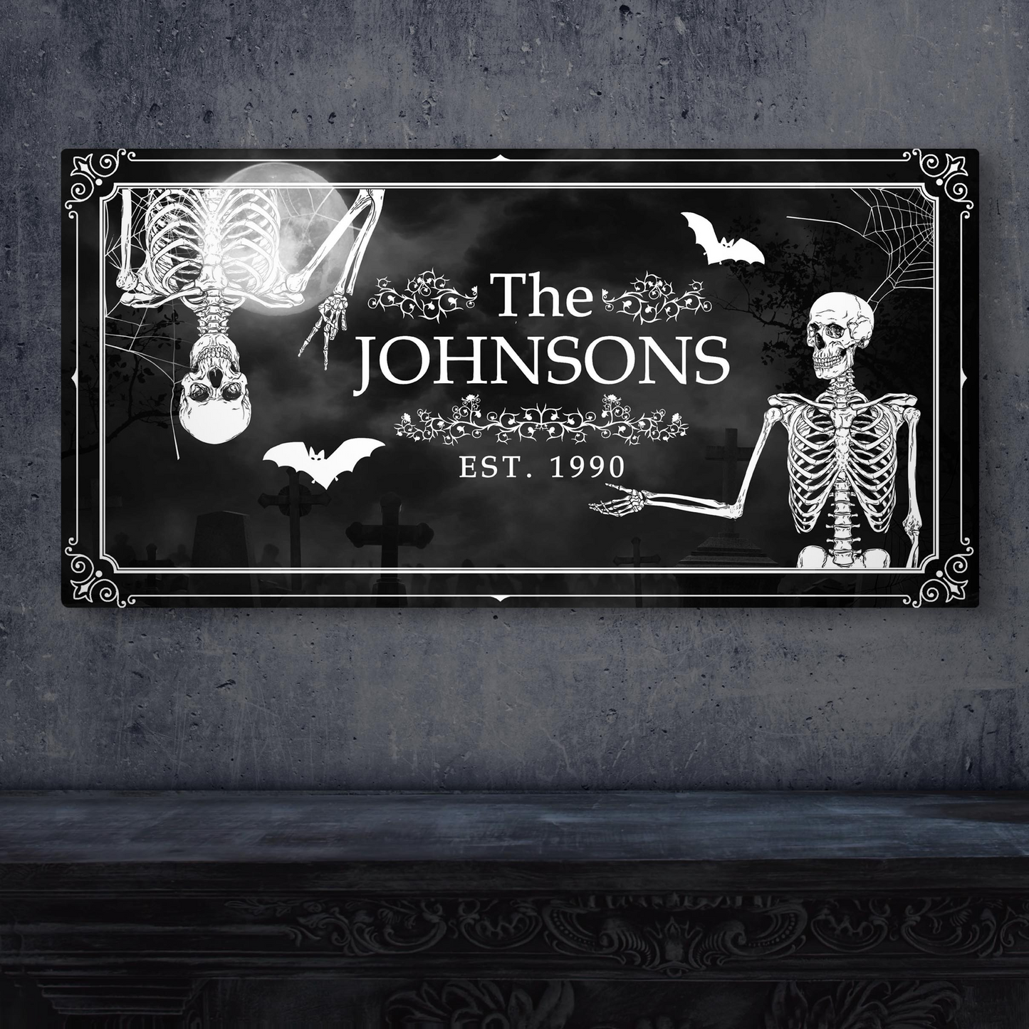 Personalized Halloween Family Name canvas sign for spooky season