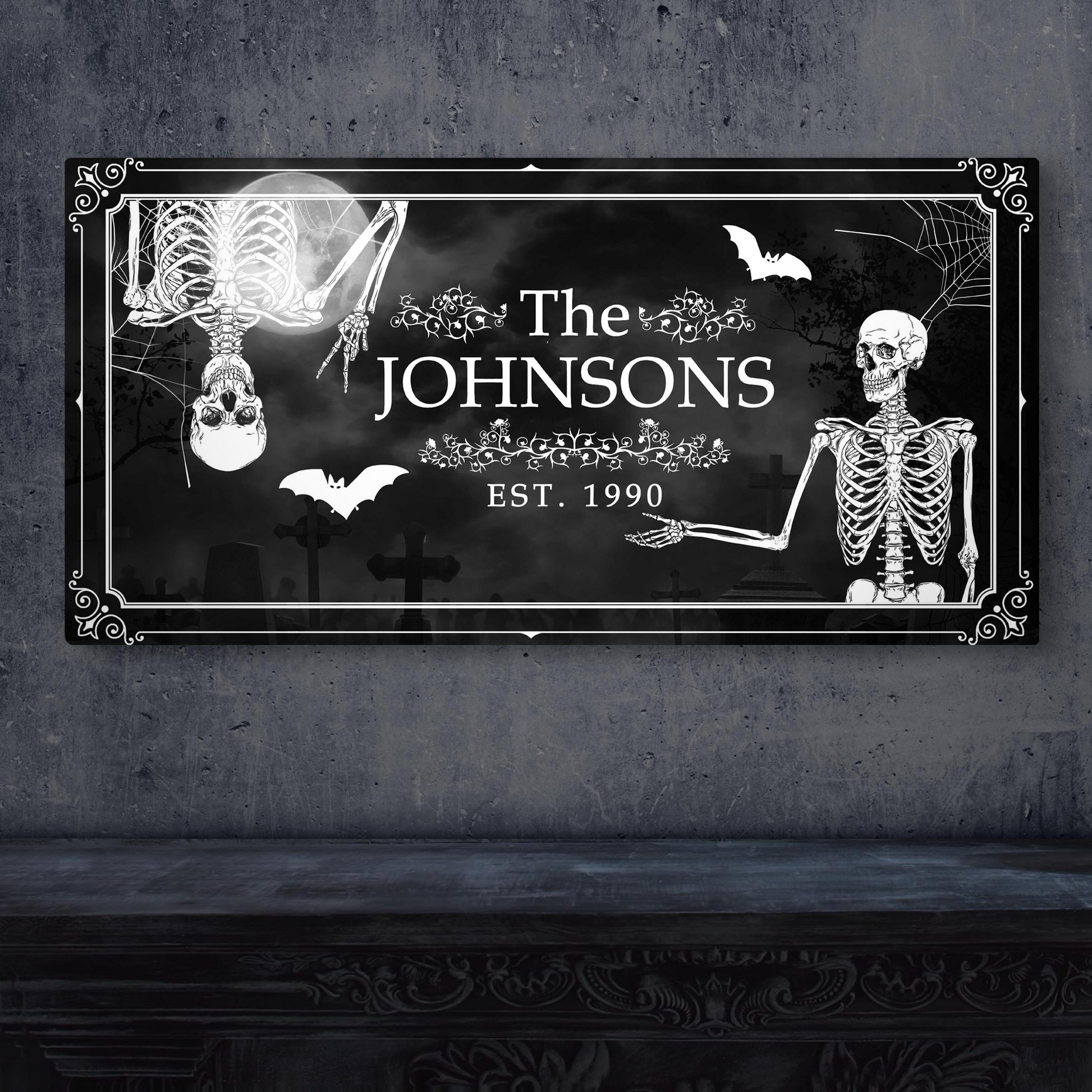 Personalized Halloween Family Name canvas sign for spooky season