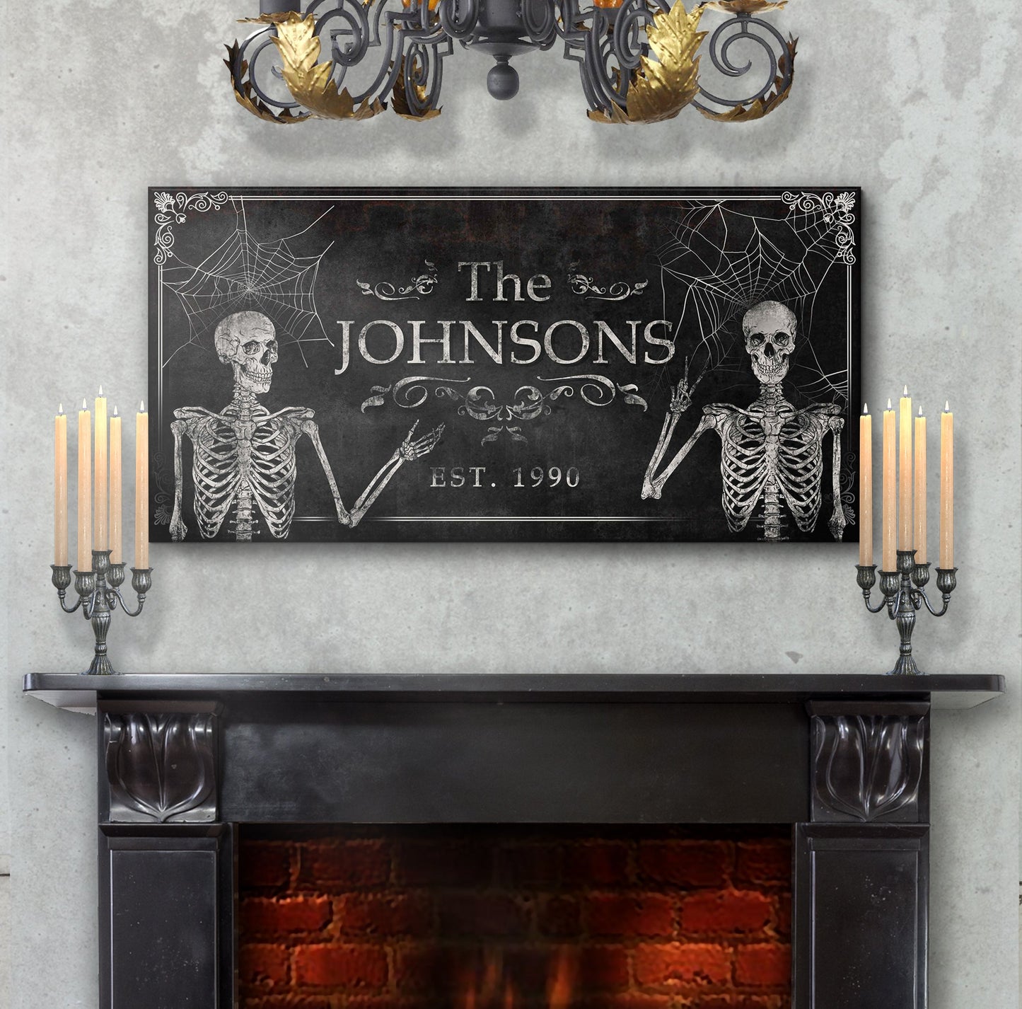 Gothic Family Name Personalized Canvas Sign