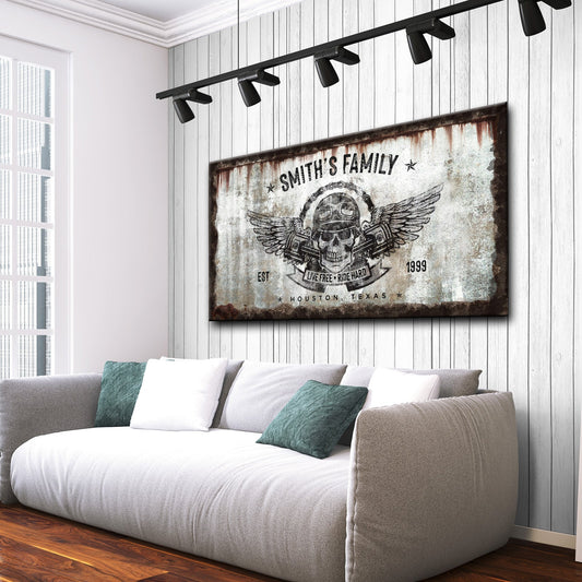 Live Free Ride Hard Personalized Canvas Sign