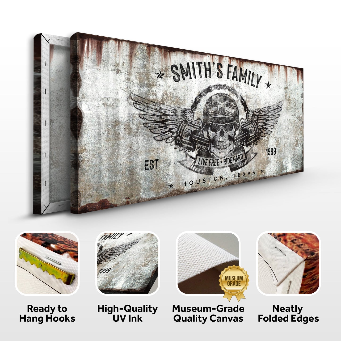 Live Free Ride Hard Personalized Canvas Sign