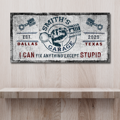 Personalized family garage canvas sign with custom name and established year