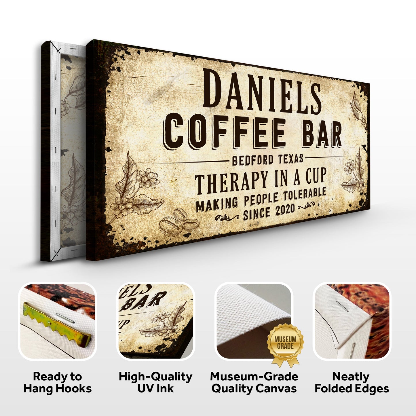 Therapy In A Cup Coffee Bar Canvas Sign