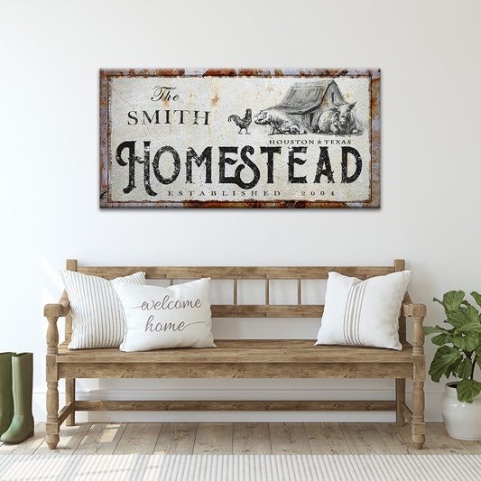 Personalized Homestead canvas sign with country-modern style