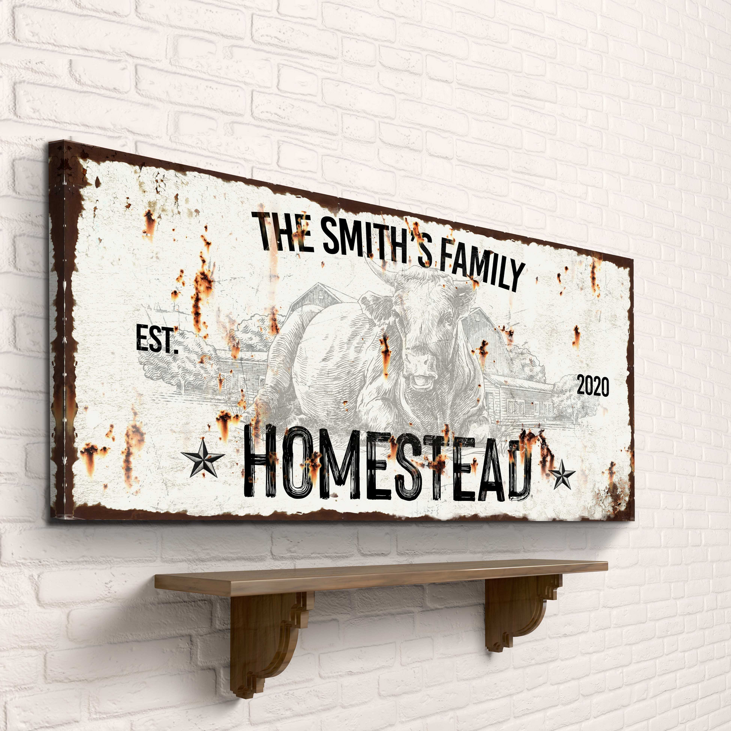 Personalized Rustic Homestead Canvas Sign