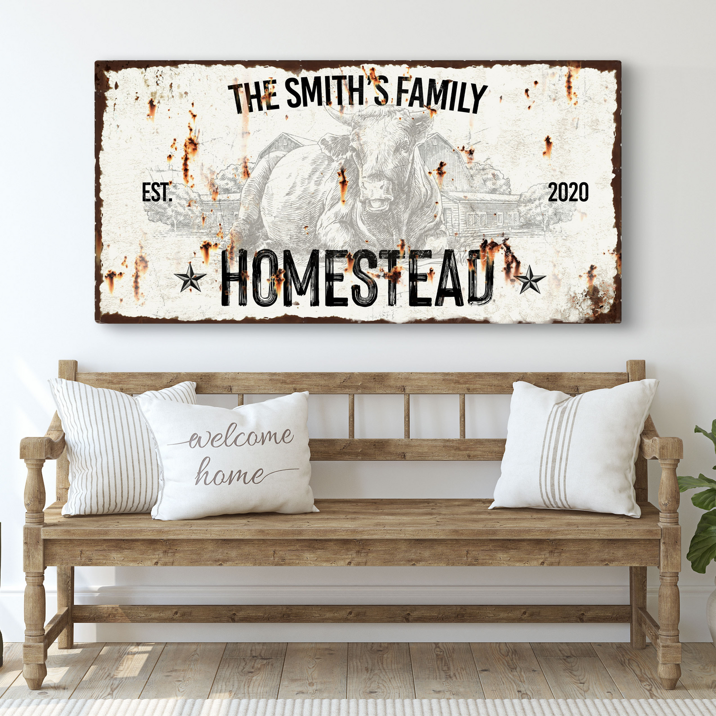Personalized Rustic Homestead Canvas Sign