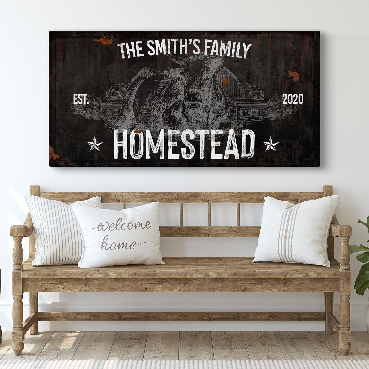 Personalized Rustic Homestead Canvas Sign