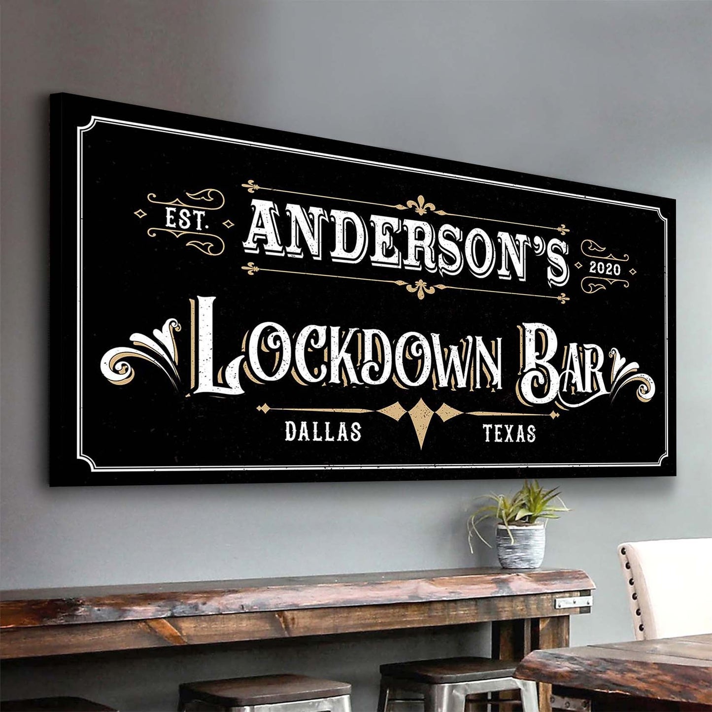 Personalized Lockdown Bar canvas sign for home bars and pubs