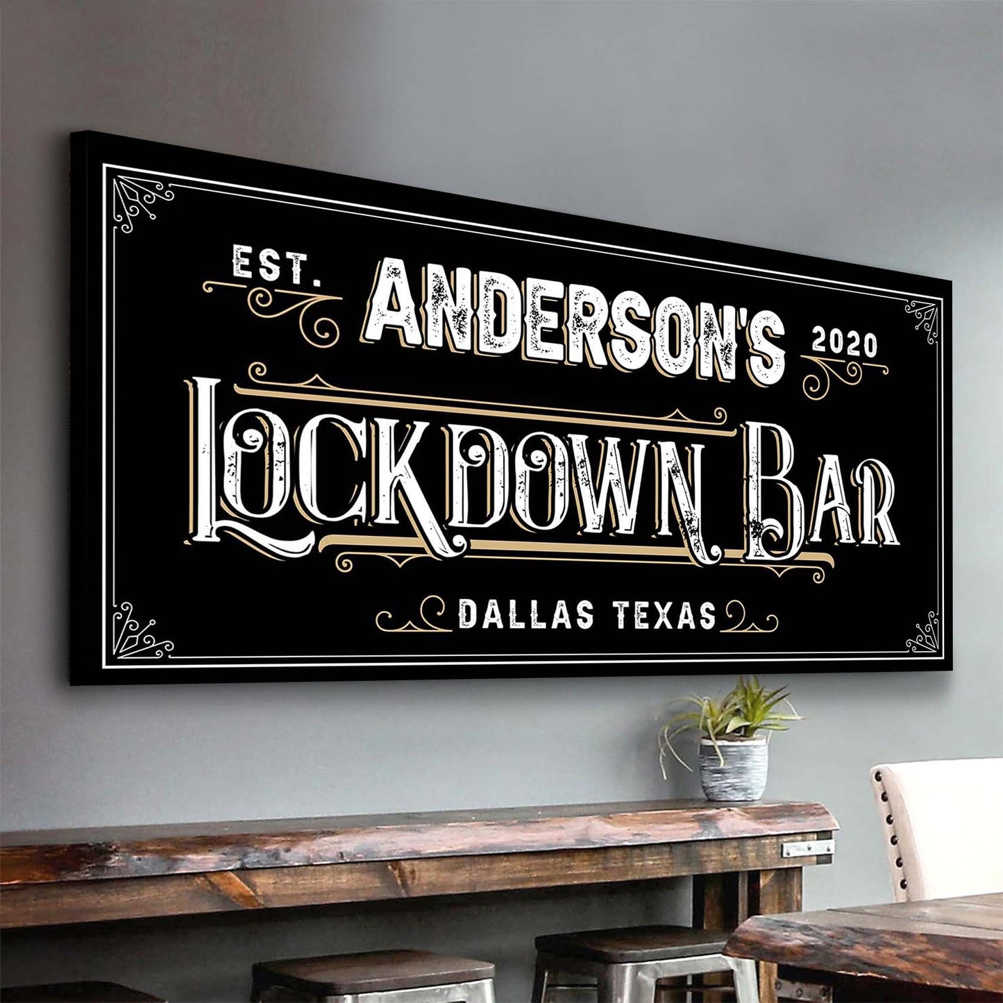 Personalized Lockdown Bar Canvas Sign