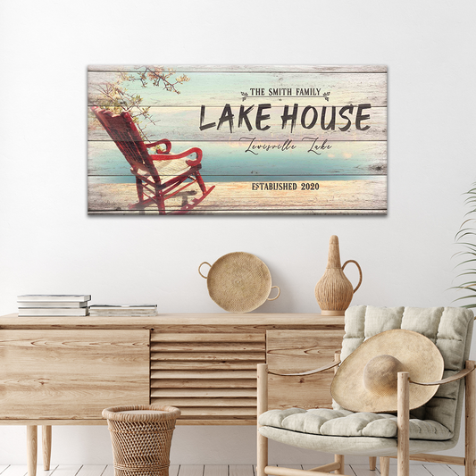 Personalized Vintage Lake House canvas sign for lake cabins
