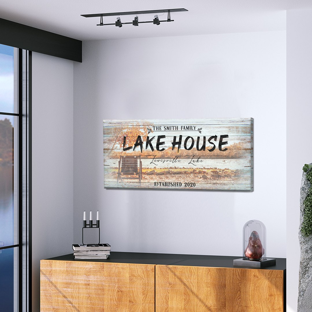 Personalized Vintage Lake House Canvas Sign