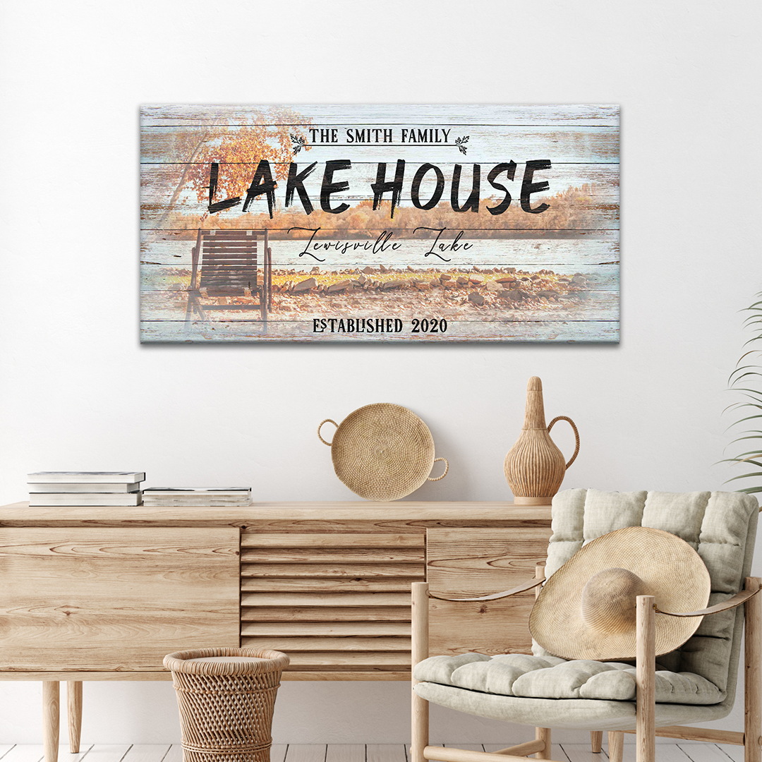 Personalized Vintage Lake House Canvas Sign