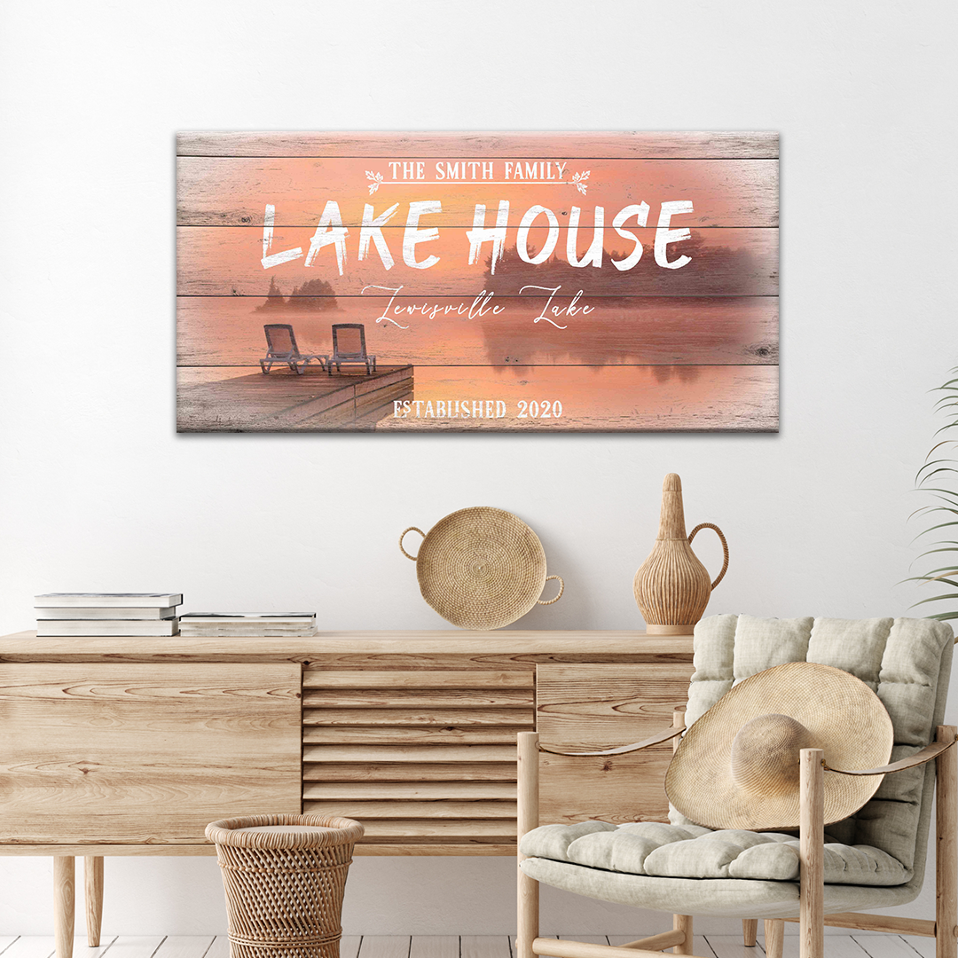 Personalized Vintage Lake House Canvas Sign