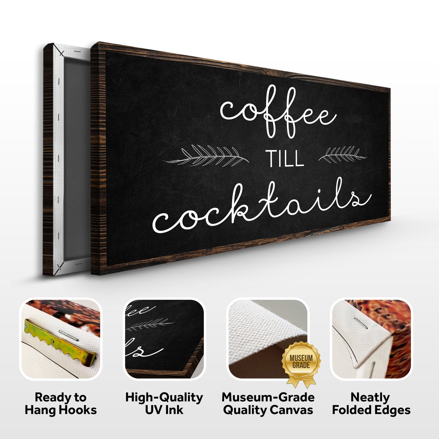Coffee Till Cocktails Bar Canvas Sign