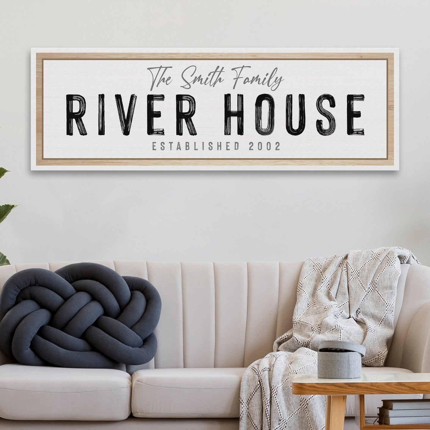 River House rustic canvas sign for river cabin and waterside home decor