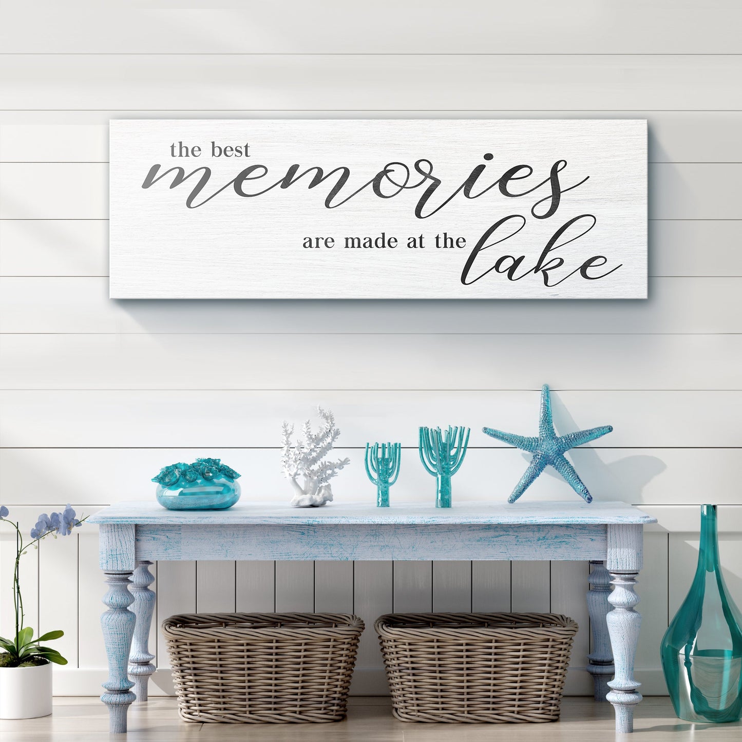 Best Memories At The Lake canvas wall art lake house sign