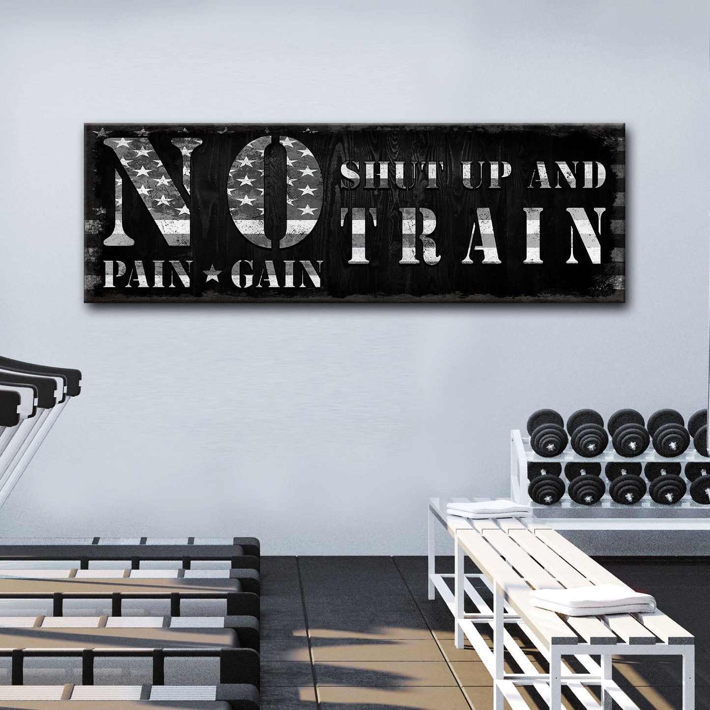 No Pain No Gain Motivational Gym Canvas Sign