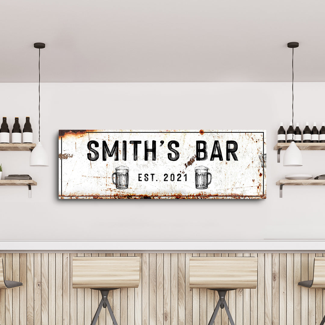 Family Bar rustic canvas wall art sign