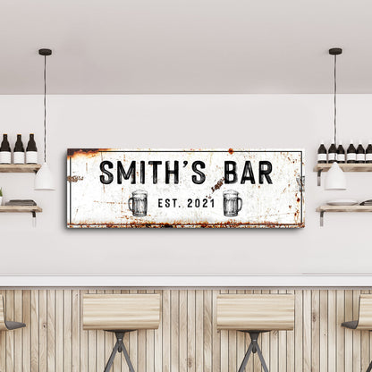 Family Bar rustic canvas wall art sign
