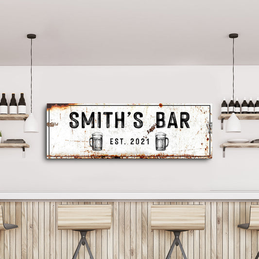 Family Bar rustic canvas wall art sign