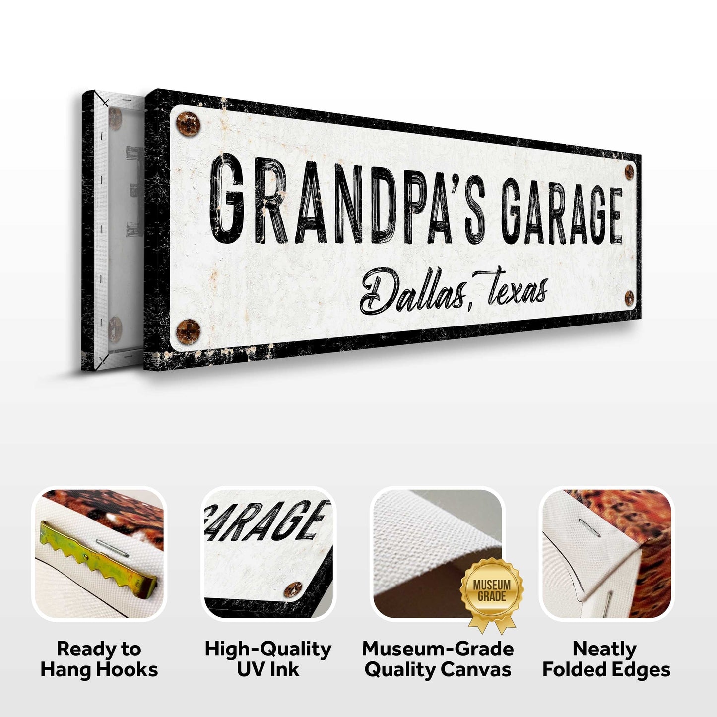 Grandpa's Garage Personalized Canvas Sign