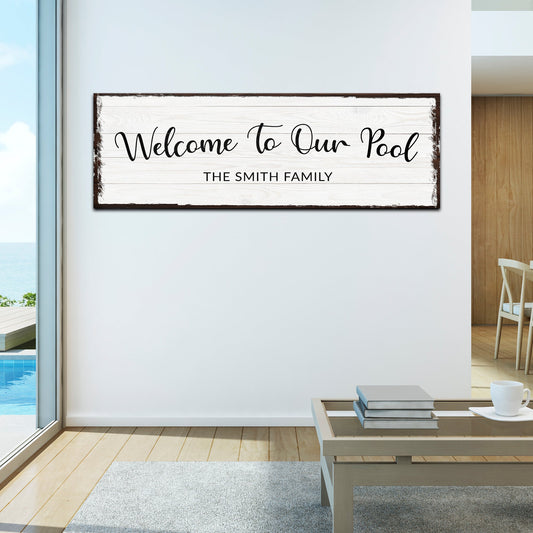 Welcome To Our Pool Personalized Canvas Sign