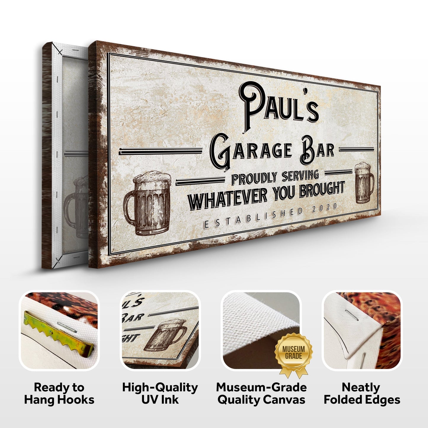 Garage Bar Canvas Wall Art Sign