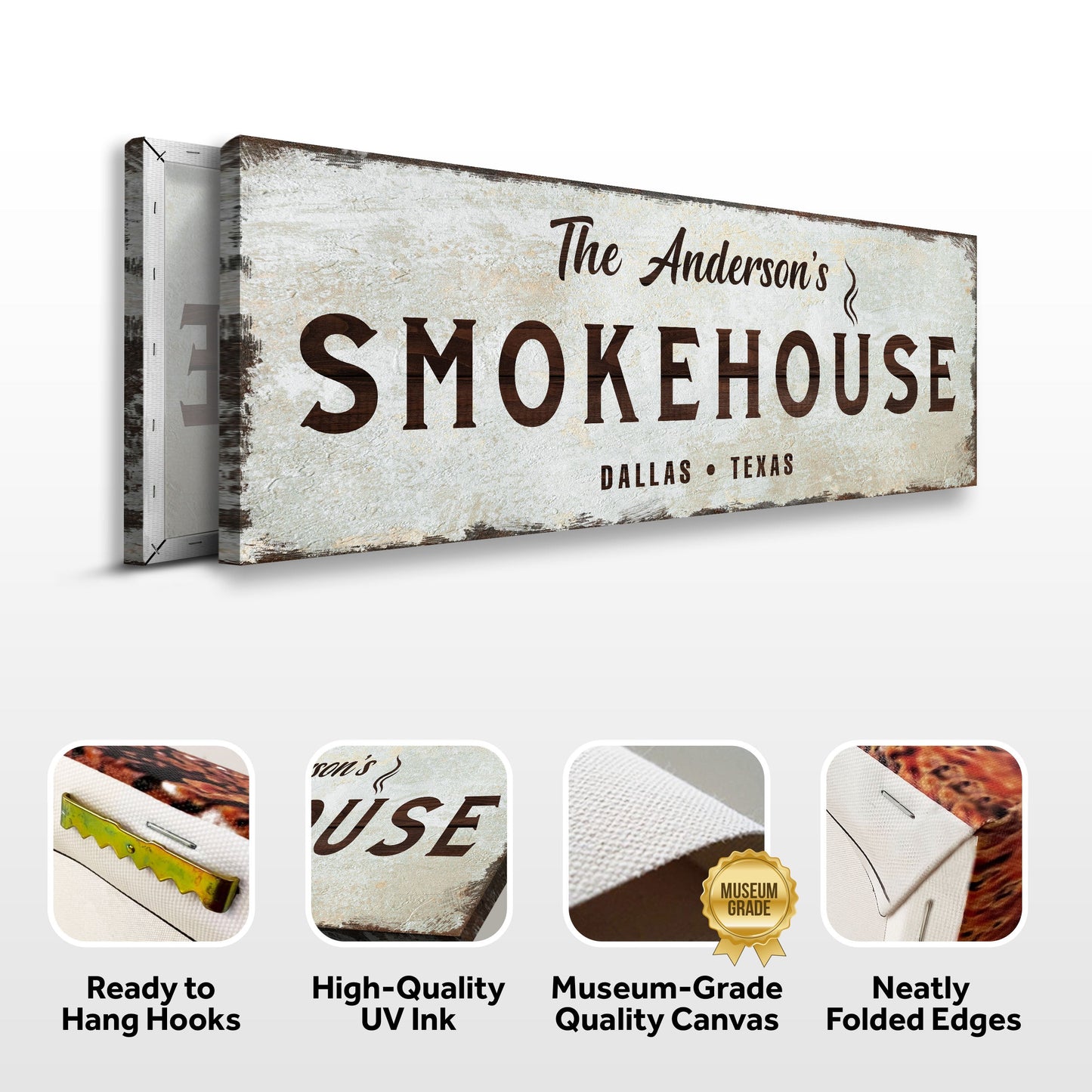 Family Smokehouse Personalized Canvas Sign