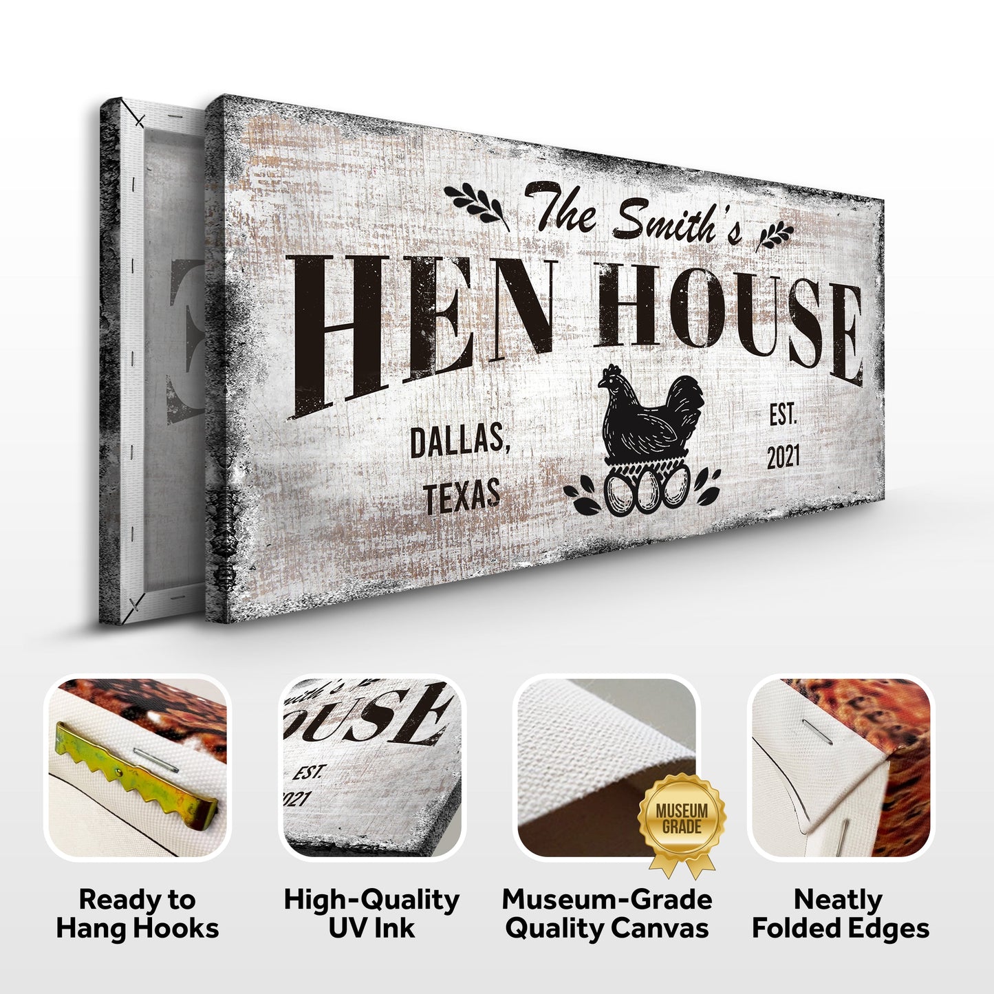 Family Hen House Farmhouse Canvas Sign