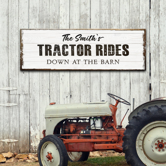 Tractor Rides farmhouse rustic word-art canvas sign