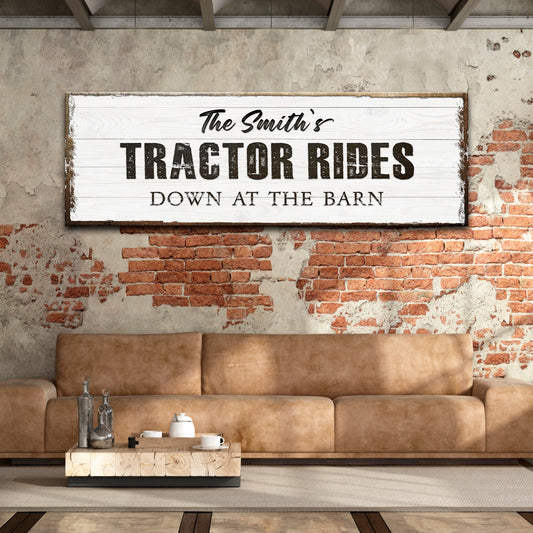 Tractor Rides Farmhouse Canvas Sign