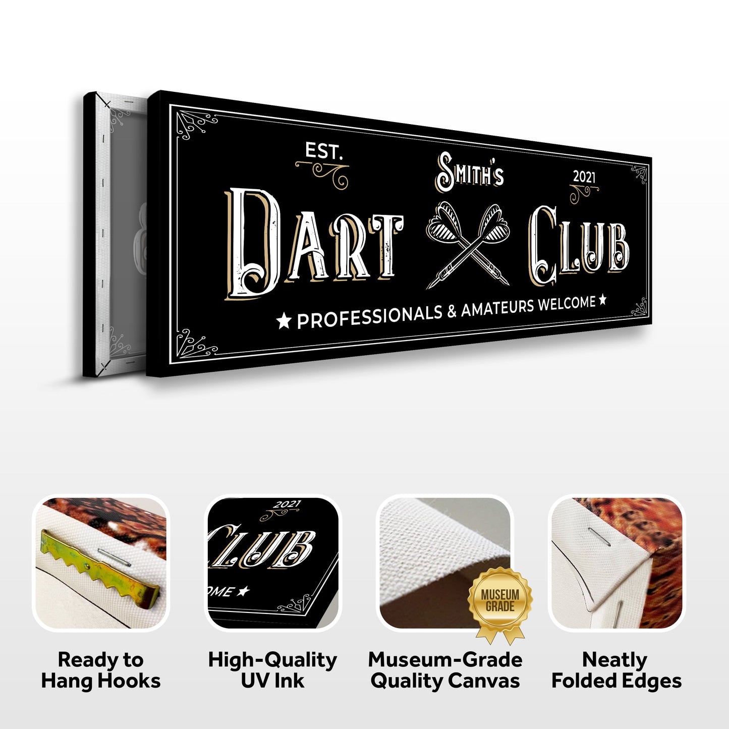 Personalized Dart Club Canvas Sign II